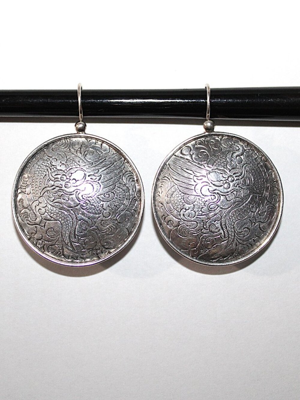 Silpada Sterling Silver Oriental Etched Dragon Earrings W1228